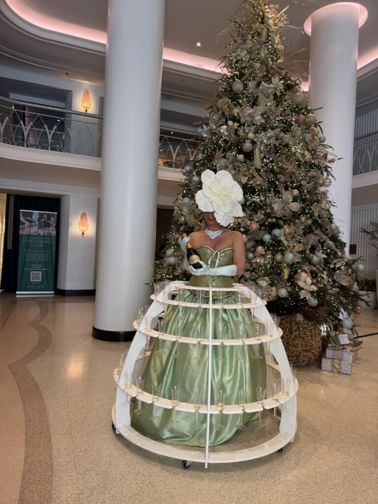 christmas strolling champagne lady dress