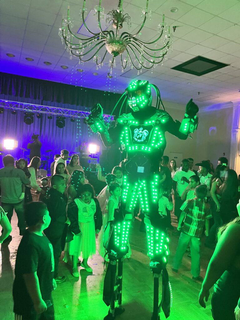 LED robot light show creating excitement at an Orlando private party