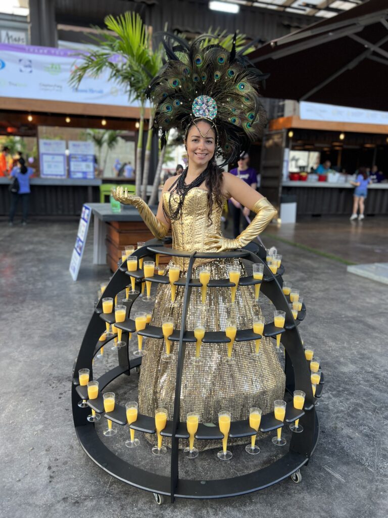 Custom-designed strolling table performer creating unforgettable moments for guests