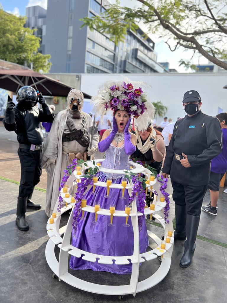 Unique strolling table performer adding interactive entertainment to a special event