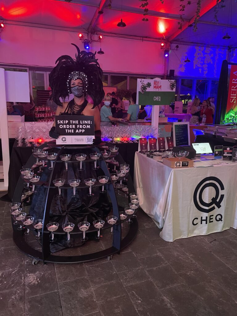Champagne strolling table hostess welcoming guests at a West Palm Beach celebration